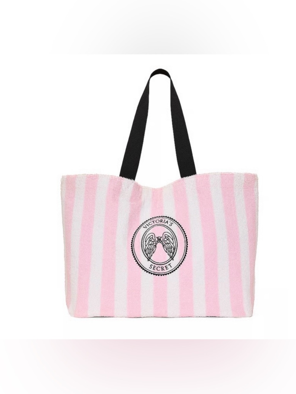 Victoria's Secret Terrycloth Pink and White Striped Tote Bag NWT NIP